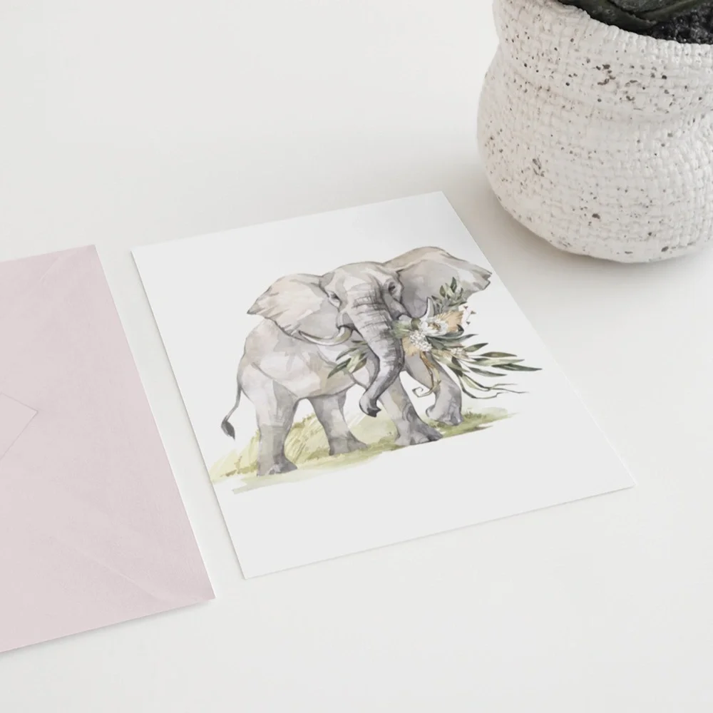 Watercolor Elephant Wall Art Poster Print Unframed - Picture 8 of 17